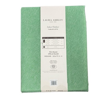 Laura Ashley Oxford Green Indoor Outdoor Tablecloth 70  Round 4-6ppl Wipes Clean