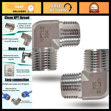 2pcs 90° Stainless Steel Elbow Fitting, 1/2" NPT Male Connector, Heavy Duty, 580