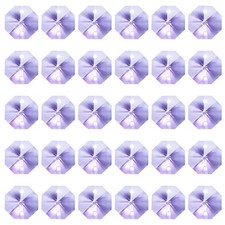 30 Pack K9 Crystal Octagon Beads 2 Holes 14mm Chandelier Prisms Light Purple