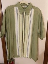XL Men's GEOFFREY BEENE Vintage green Tribal bowling Hawaiian Shirt
