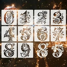 10pcs Floral Number Stencils Reusable Rose Painting Templates