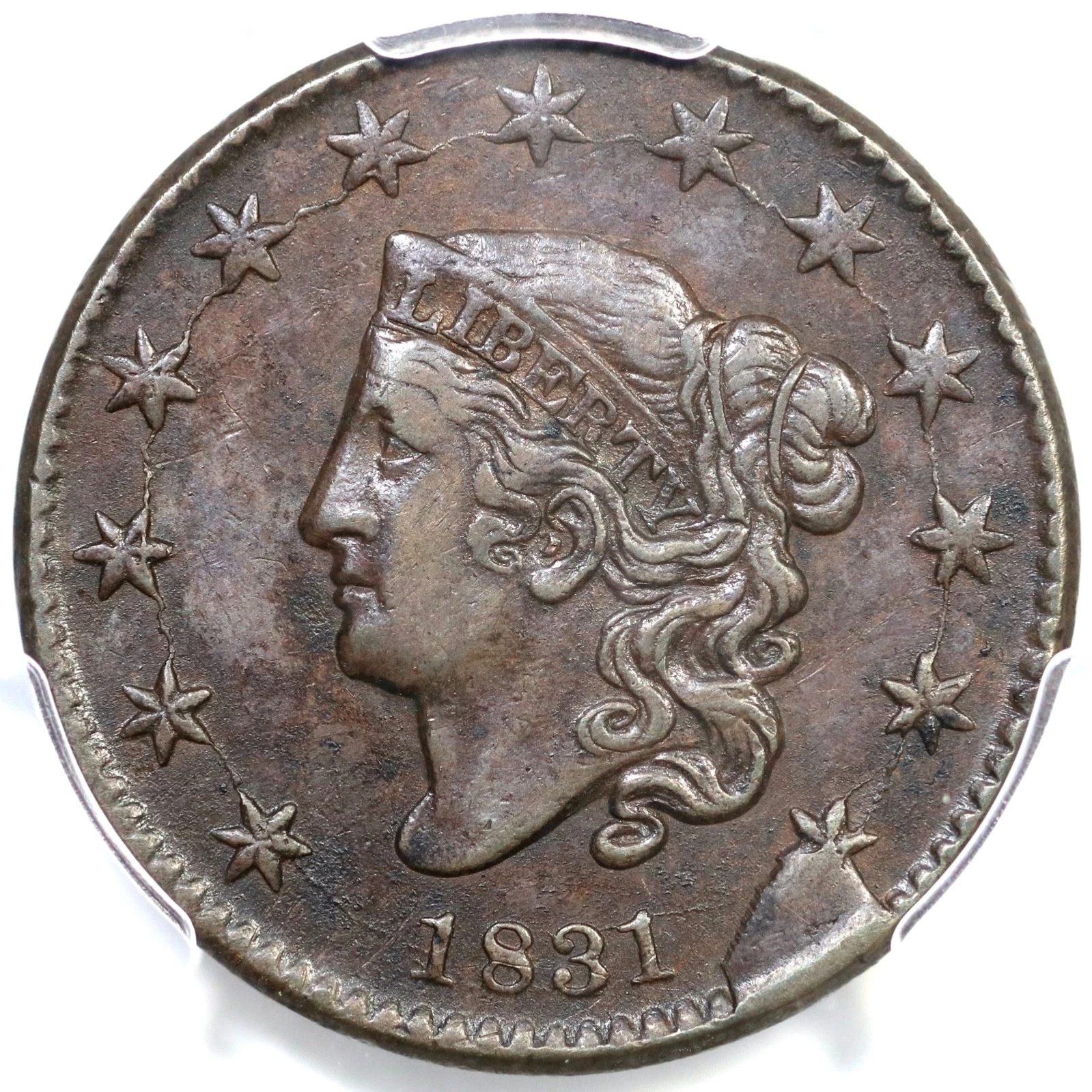 1831 N-12 R-6 PCGS XF 45 LDS Matron or Coronet Head Large Cent Coin 1c