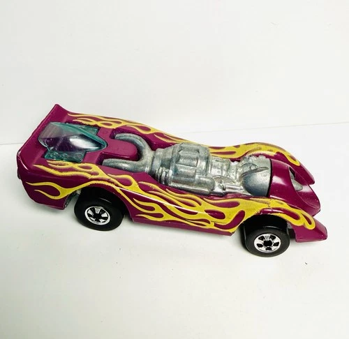 Hot Wheels Blackwall 1977 Jet Threat Plum w/ Flames & Canopy Glass Nice Original