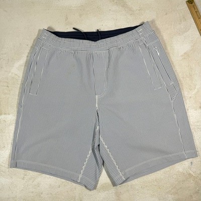 Birddogs Boom Shorts Mens Large Blue Striped Seersucker Golf Boomstick Lined