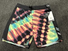 RIP CURL Boy's Boardshorts Tie-Dye Black Size 10 Drawstring Stretch 24x7 NWT NEW