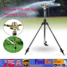 Impact Sprinkler Tripod Base Large Area Water Sprinkler for Lawn Yard Garden US