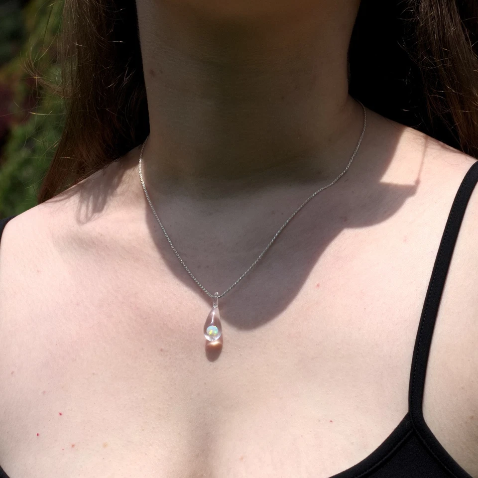 Opal Necklace - Opal Jewelry - Gemstone Necklace - Boho - Floating Opal Necklace - Image 2 of 4