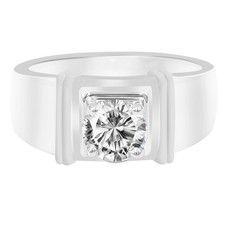 0,80Kt D/VVS1 Runden Form Herren Verlobung Ring Im Solide 925 Sterling Silber