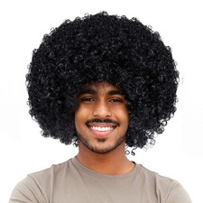 Joy Join Unisex Short Fluffy Afro Funny Wigs for One size, Black 200