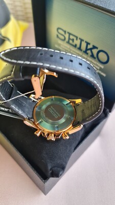 SEIKO SPORTURA SNAE80P1 Chronograph Quartz Watch Leather Alarm