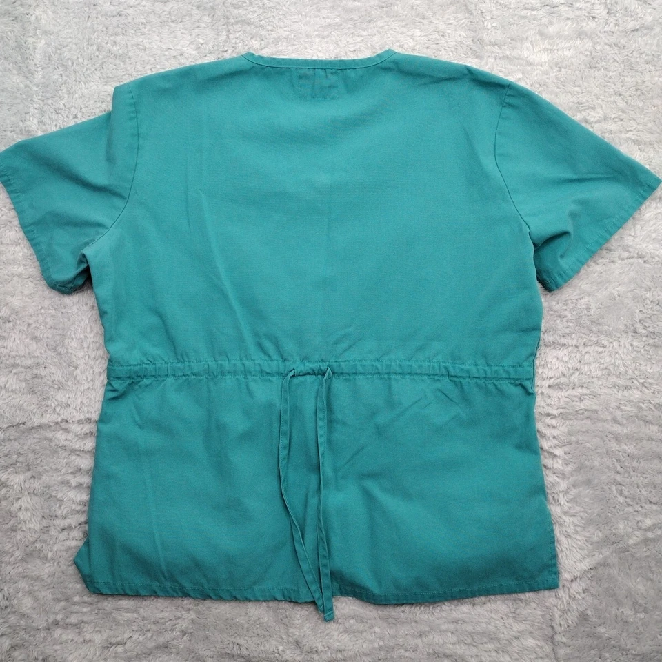 Black Star Scrub Top Womens Small Green Embroidered Adjustable - Image 2 of 4