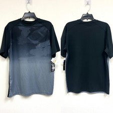 PGA TOUR Men  s Black Gray Shirt Short Sleeve Size Small