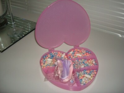 Kids Heart Shaped colored Beads jewelry making set.