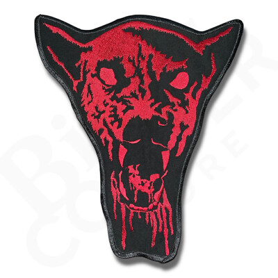 Biker Motorcycle Patch Red Black 10 Inch for Vest - Dog Hell Hound Blood Evil 