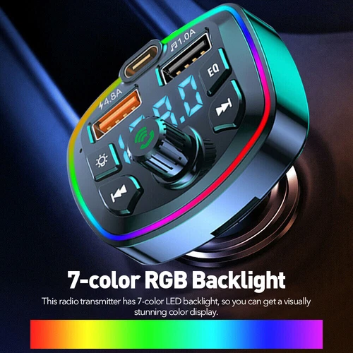 Car Wireless FM Transmitter Adapter Bluetooth 5.0 2USB PD Charger AUX Hands-Free - Picture 5 of 12