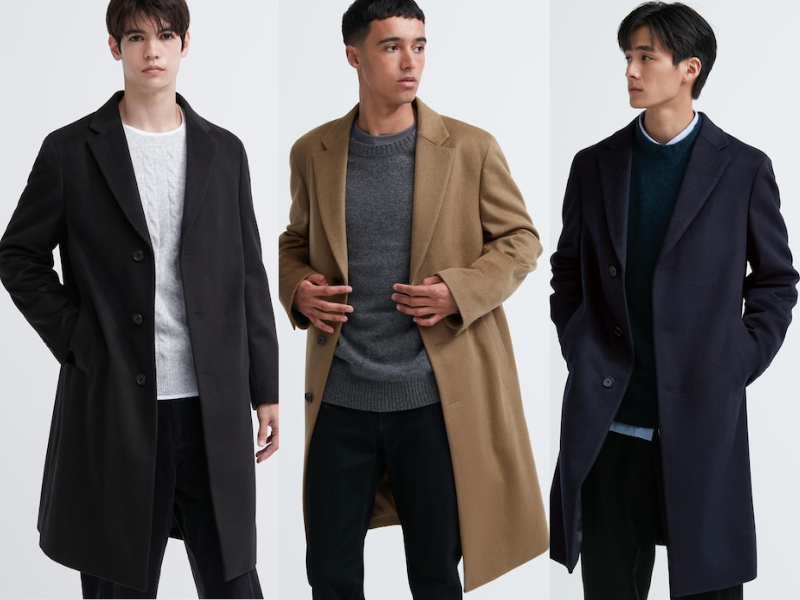 Uniqlo Elegant Wool Cashmere Chesterfield Coat Classic Design Fast By