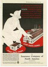 1930 Insurance Company Of North America WHITE FIREMAN art Vintage Print Ad