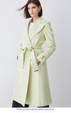 £699 - Brand New - Karen Millen - Italian Virgin Wool Belted Coat - Uk Size 16