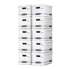 Bankers Box Basic Duty Letter/Legal File Storage Box with Lids, 10 Pack, White