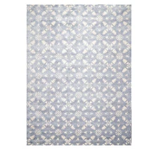 9'6'' x 12'5'' Handmade Wool & Art Silk Botanical Oriental Area Rug Blue, Ivory