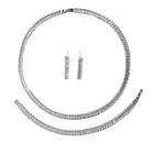 Tennis Necklace Earrings Bridal Wedding Rhodium Adult Bracelet Set of 3 Inspired