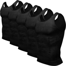 Mens 1/5 Pack Body Shaper Slimming Tummy Vest Thermal Compression Shirt Tank Top
