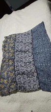Boho Infinity Scarf Floral Prints Blue Red Yellow Joined By A Crocheted Row