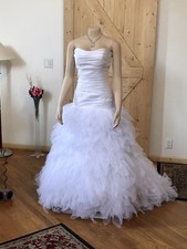 WOMENS Size 12 WHITE TINKERBELL TULLE/CHIFFON SLEEVELESS WEDDING DRESS GOWN