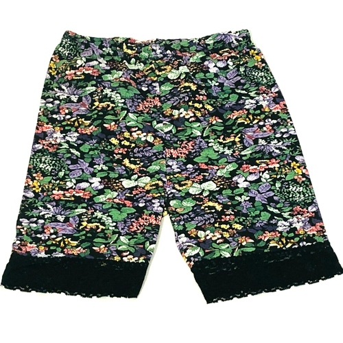 New Girls 90's Floral Elastic Waist Spandex Shorts With Lace Trim Size-Medium