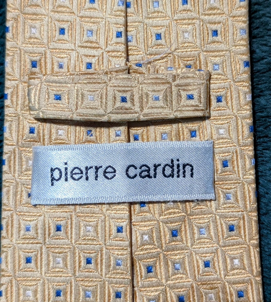 Галстук Pierre Cardin светло-желтый и синий [геометрический узор] - 100% шелк - Изображение 4 из 4