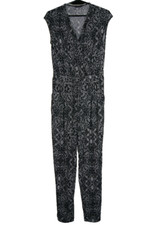 JACQUI E Jumpsuit Black  White Waist Tie Pockets Sleeveless Like New Size 10