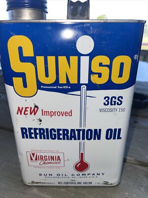 Vintage Rare Sun Oil Company Sunoco Suniso Refrigeration One Gallon Oil Can