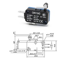 20pcs CMV104D Small Micro Limit Switch Silver Contact Short Pully Type 1NC 1NO