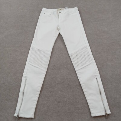 Zara Z1975 Womens Skinny Jeans Size 2 White Denim Zipper Ankle Pockets Stretch