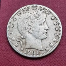 1901 O Barber Quarter 25c Better Grade scratched #43310