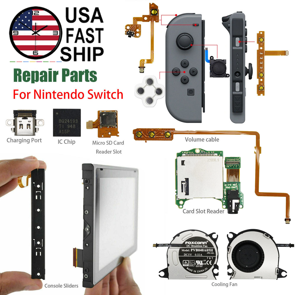 【急ぎ】Nintendo Switch 💥Full Repair Parts Slider Charging Port Flex Cable Fan For