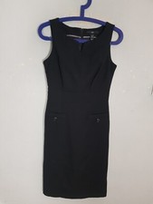 H&M SLEEVELESS BLACK LINED ZIP REAR LONG PENCIL FORMAL DRESS SIZE 8