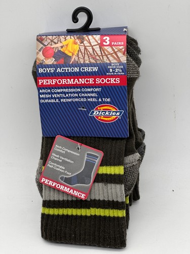 NEW 3 PAIR PACK DICKIES BOYS ACTION PERFORMANCE CREW SOCKS SIZES 9-2.5 AND 3-9 - Picture 18 of 29