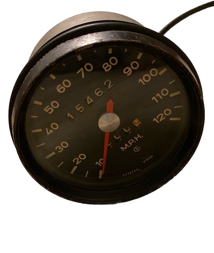 Porsche 914 Speedometer 120 MPH VDO Gauge SPEEDO 914 641 505 11 With Reset Cable - Foto 7 di 13