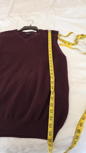 Arrow Vest Mens Vneck Size Large Burgundy Knit Preppy Golf Bowling Office - Picture 8 of 8
