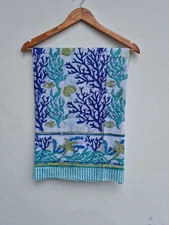 Handmade Floral Print Cotton Sarong: Boho Beach Cover-Up, Eco-Friendly Lightweig