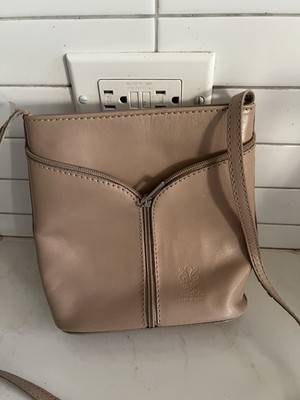 Vera Pelle Genuine Leather Borse Crossbody Handbag Purse Tan Pink Italy VTG