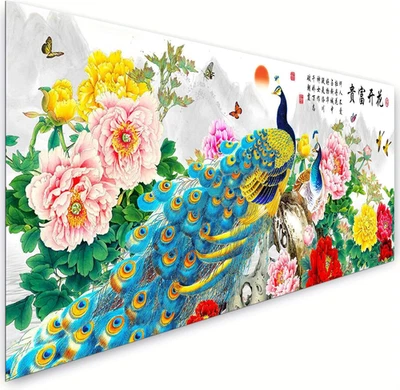 Chinese Style Large Diamond Art Kits for Adults,5D Peacock Diamond Painting Kit,