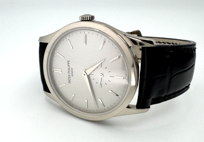 Patek Philippe 5196G 37mm white Gold Calatrava Black Leather Excellent!