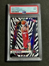 2024-25 Panini Prizm Reed Sheppard White Tiger Stripe #268 PSA 9 RC Rockets SSP