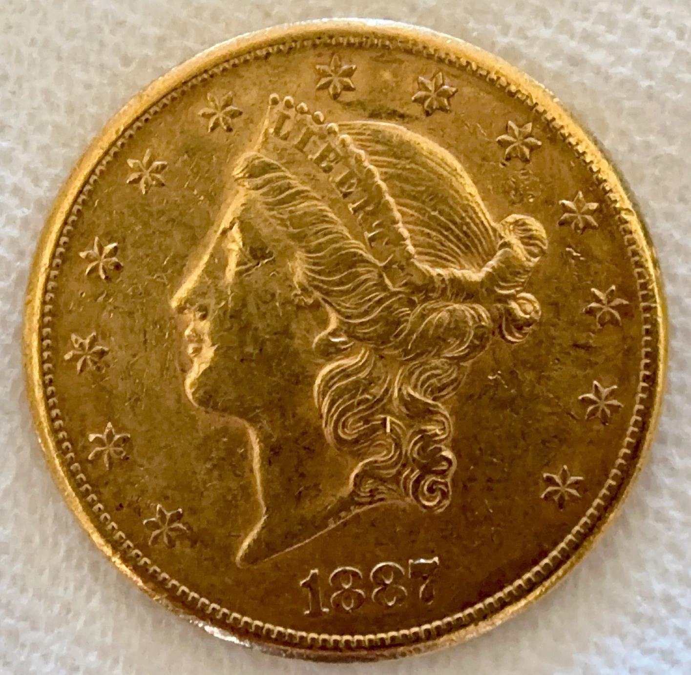 1887-S $20 Liberty Head Double Eagle U.S. Gold - San Francisco Mint - Circulated