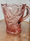 Vintage Fenton Pink Depression Glass Vase 5" Strawberry Trophy Handle Art Glass