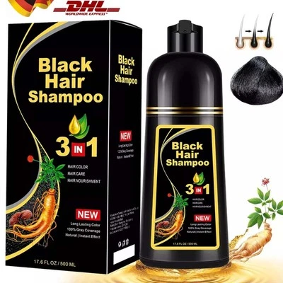 IIIMEIDU Haarshampoo Schwarze 500ML Haarfarbe Schwarz Haarfärbeshampoo für Männer Frauen