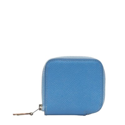 Hermes Silkin Coin Case, Purse, Blue Leather, Women's, HERMES