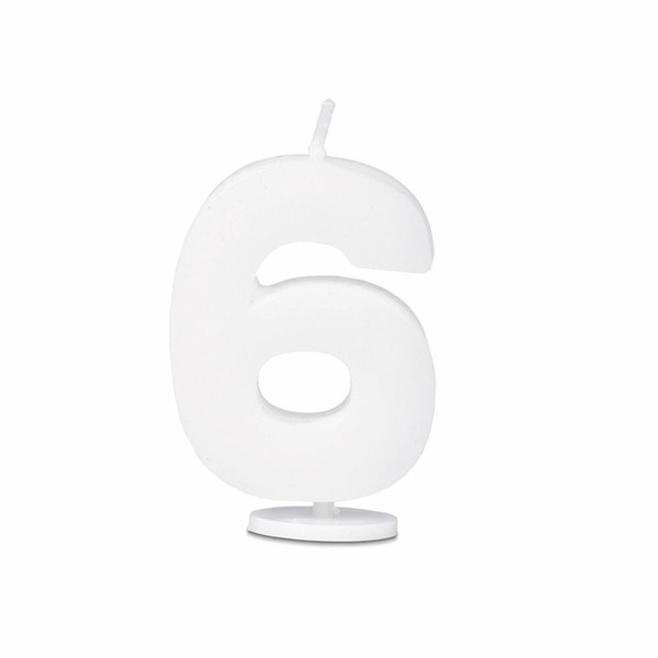 StäDter Kerzen Ziffer 6 Mit Halter Zahl Geburtstagskerzen Kerze Weiß 4.5 Cm-image